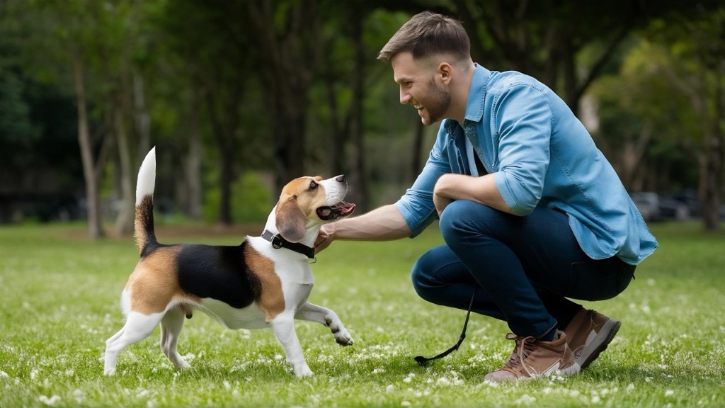 Perro en sesión de entrenamiento de obediencia