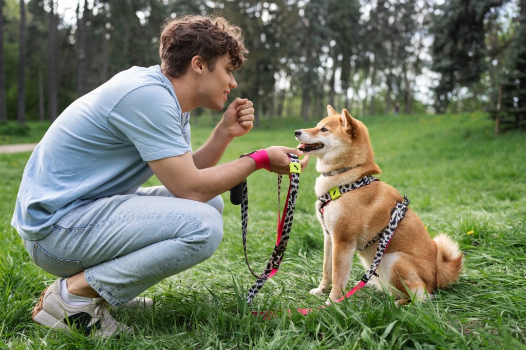 Cachorro aprendiendo comandos básicos